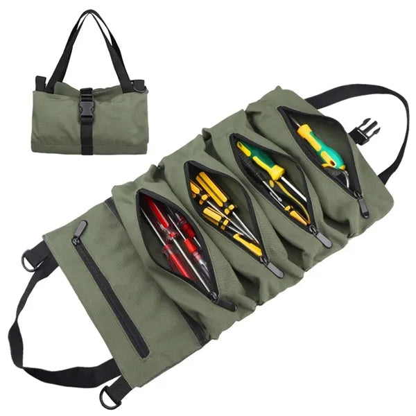 Oxford Cloth Tool Organizer Roll up Bag With 4 compartments