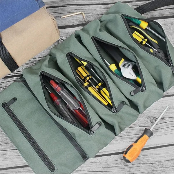 Oxford Cloth Tool Organizer Roll up Bag With 4 compartments