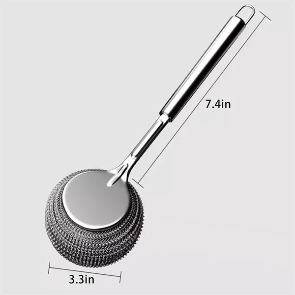 Stainless Steel Scrubber Pot Brush with Replacement Wire Pad