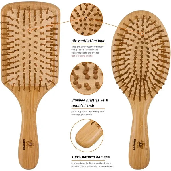 Natural Bamboo Paddle Detangling Hairbrush