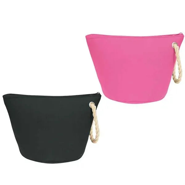 Polyester Travel Zipper Cosmetic Bag With Rope Strap
