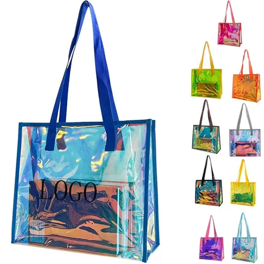 Large Capacity Water Resistant Colorful Laser PVC Tote Bag