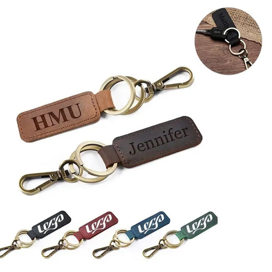 Leather Rotary USB Keychain Flash Drive