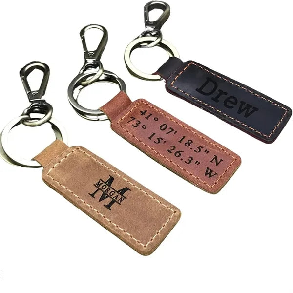 Leather Rotary USB Keychain Flash Drive