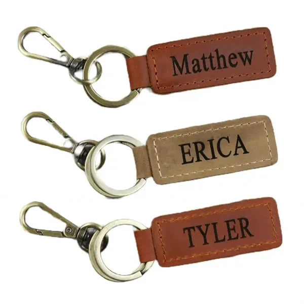 Leather Rotary USB Keychain Flash Drive