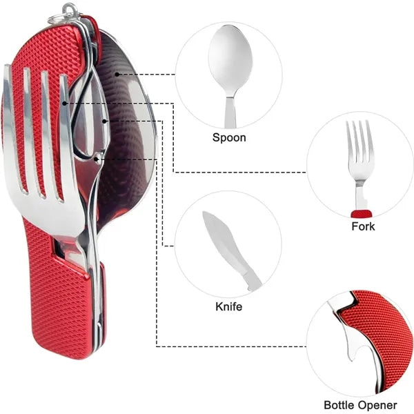 Stainless Steel Cutlery with Fork Spoon Knife Bottle Opener