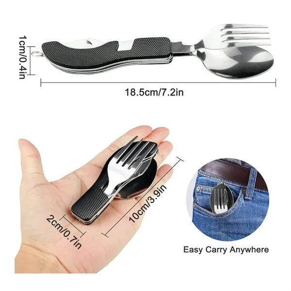 Stainless Steel Cutlery with Fork Spoon Knife Bottle Opener
