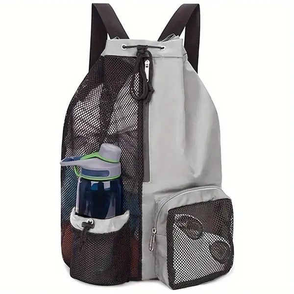 Swim Bag Large Mesh Drawstring Backpack with Wet Pockets