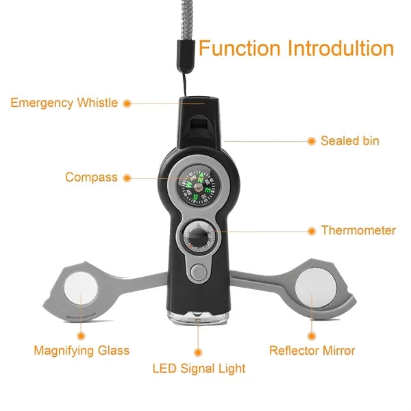 7 in 1 Multifunctional Tool Safety Whistle with Lanyard