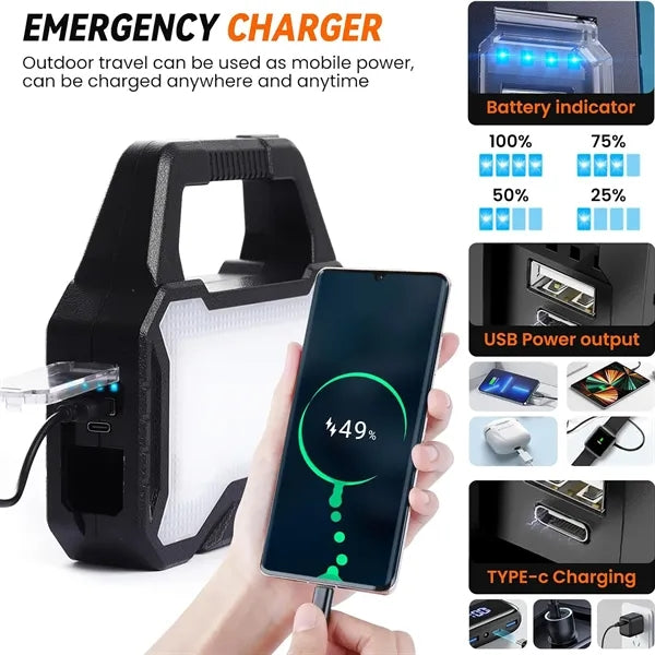 Multifunctional Charging Solar Flashlight With Bank Power