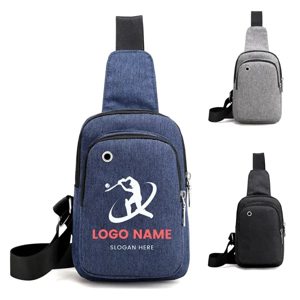 Crossbody Sling Bag, 4 Pockets, Earphone Port & Metal Pulls