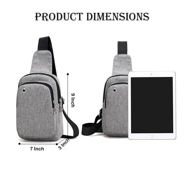 Crossbody Sling Bag, 4 Pockets, Earphone Port & Metal Pulls