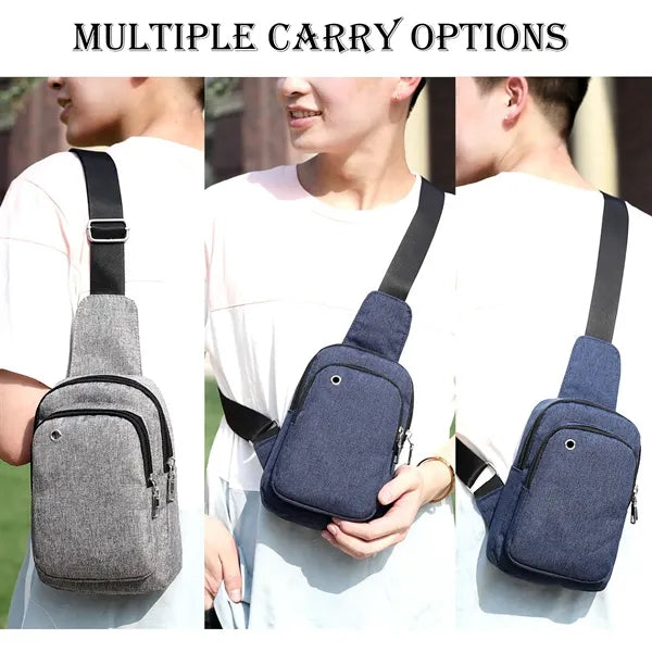 Crossbody Sling Bag, 4 Pockets, Earphone Port & Metal Pulls