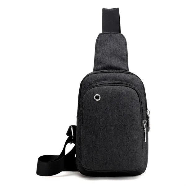 Crossbody Sling Bag, 4 Pockets, Earphone Port & Metal Pulls