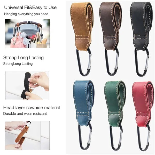 Cowhide Adjustable Mommy Hook for Stroller Car Shopping Cart