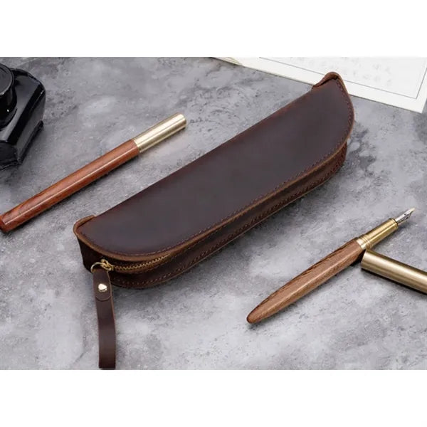 Vintage Leather Stationery Pencil Case Coin Storage Pouch