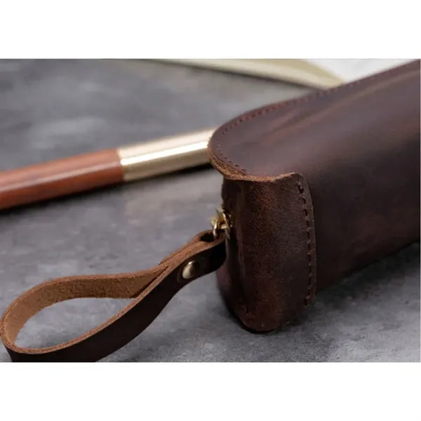 Vintage Leather Stationery Pencil Case Coin Storage Pouch