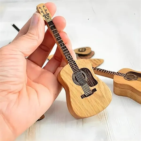 Wooden Guitar Pick Box with Stand