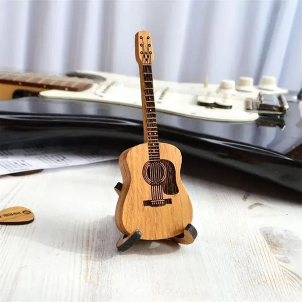 Wooden Guitar Pick Box with Stand