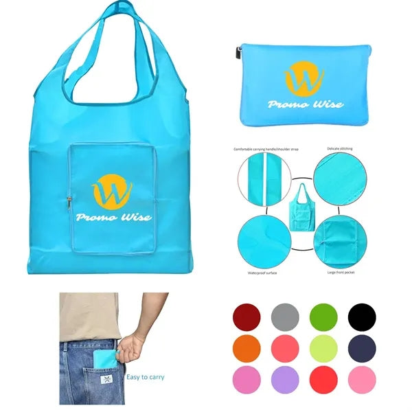 Folding Grocery Tote Shopping Bag Zipper