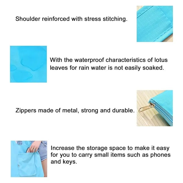 Folding Grocery Tote Shopping Bag Zipper