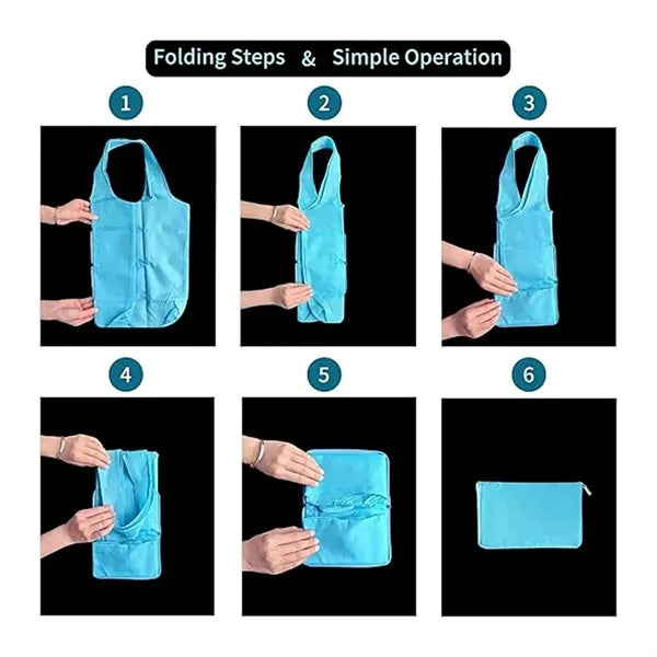 Folding Grocery Tote Shopping Bag Zipper