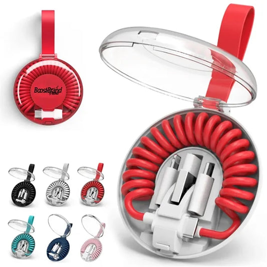 Multi-Connector Coiled Charging Cable with Travel Case