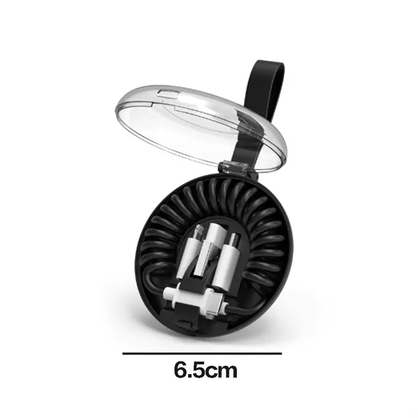 Multi-Connector Coiled Charging Cable with Travel Case
