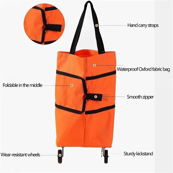 Collapsible Trolley Folding Shopping Bag with Wheels