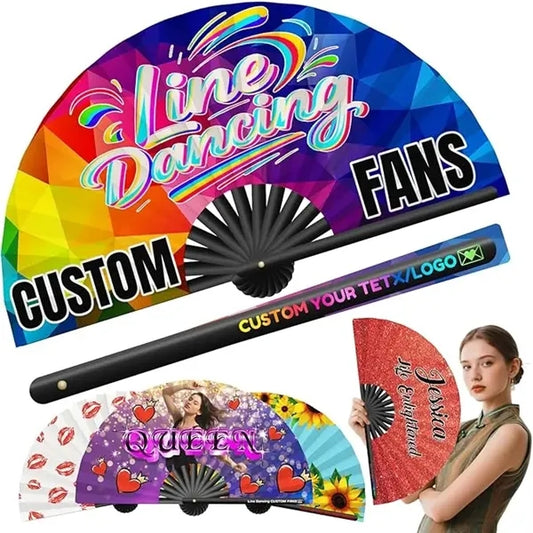 Clack Satin & Bamboo Hand Fan 13" x 25"