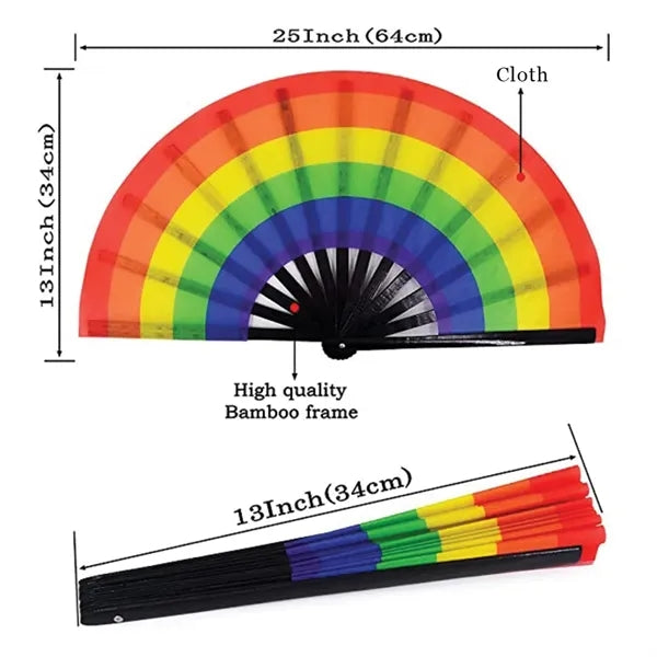 Clack Satin & Bamboo Hand Fan 13" x 25"