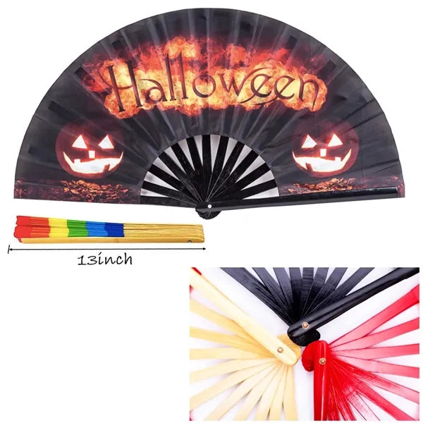 Clack Satin & Bamboo Hand Fan 13" x 25"