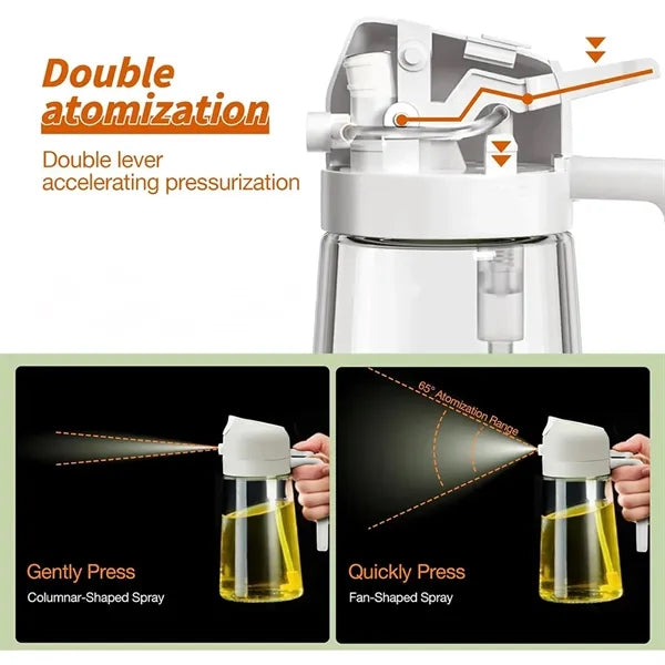 16oz/470ml Glass 2 in 1 Oil Spray Bottle with Pourer