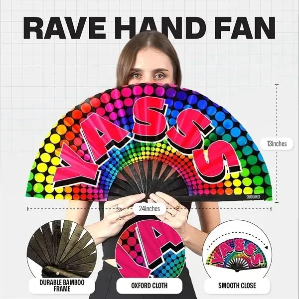 Clack Satin & Bamboo Hand Fan 13" x 25"