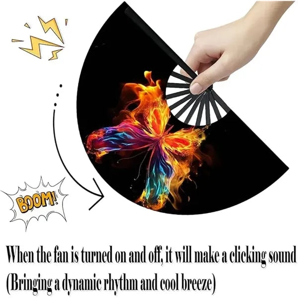 Clack Satin & Bamboo Hand Fan 13" x 25"