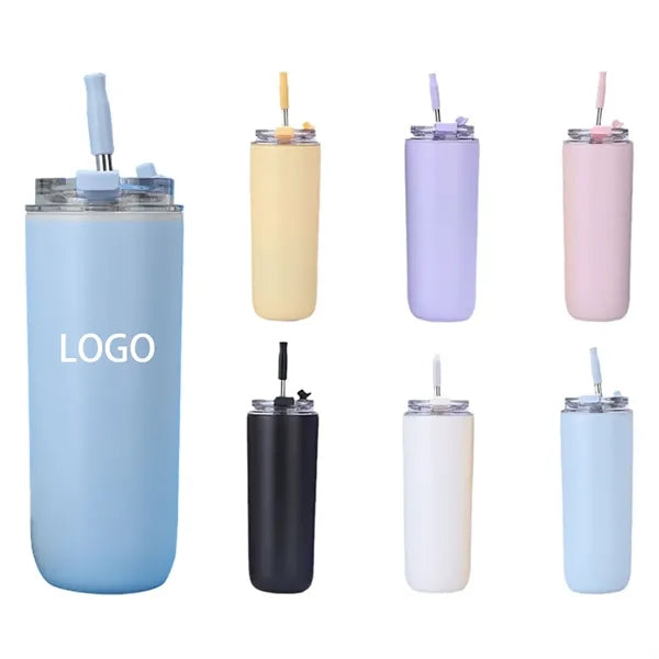 16 oz Insulated Travel Coffee Cup with Straw