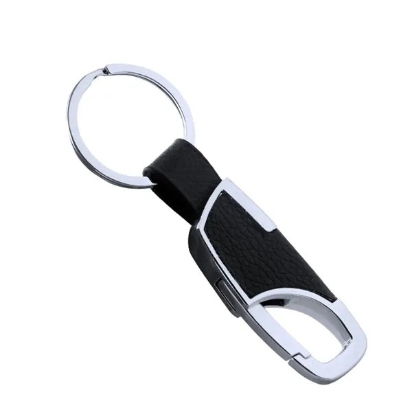 Luxury Leather Carabiner Keychain with Metal Key Ring