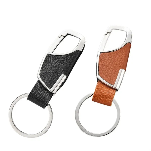 Luxury Leather Carabiner Keychain with Metal Key Ring