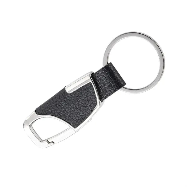 Luxury Leather Carabiner Keychain with Metal Key Ring