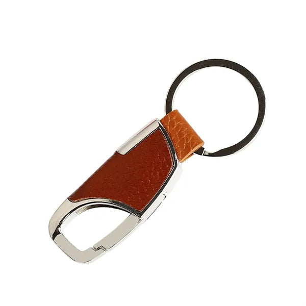 Luxury Leather Carabiner Keychain with Metal Key Ring
