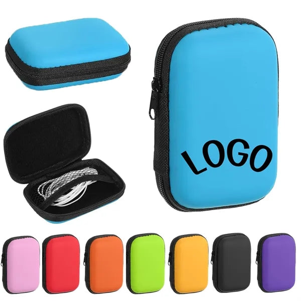 EVA Ear Buds Case Zipper Organizer for USB Cable, Earphones