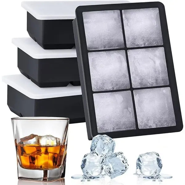Big Silicone Ice Cube Trays with Lid for Drinks BPA Free