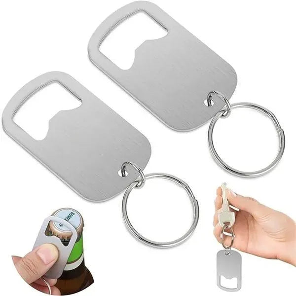Flat Bottle Stainless Steel Opener Key Chain