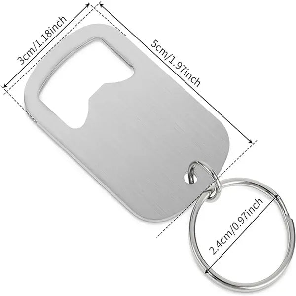 Flat Bottle Stainless Steel Opener Key Chain