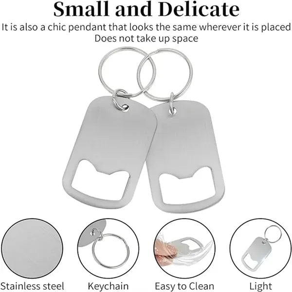 Flat Bottle Stainless Steel Opener Key Chain