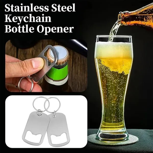 Flat Bottle Stainless Steel Opener Key Chain