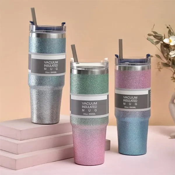 30 oz Stainless Steel Tumbler with Lid Straw Travel Mug Cup