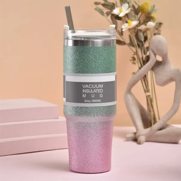 30 oz Stainless Steel Tumbler with Lid Straw Travel Mug Cup