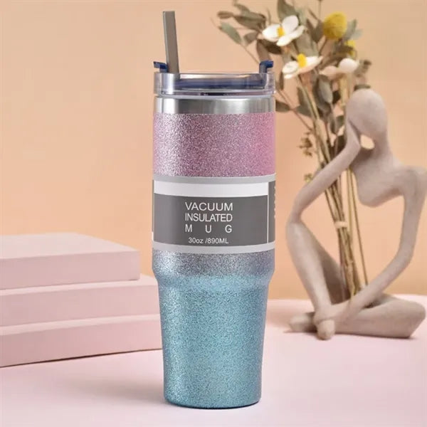 30 oz Stainless Steel Tumbler with Lid Straw Travel Mug Cup