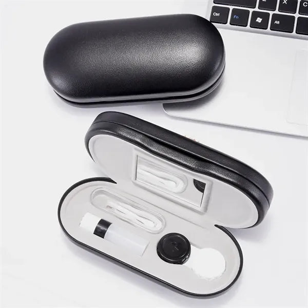 Double Layer Dual Purpose Glasses Case With Tweezers Mirror